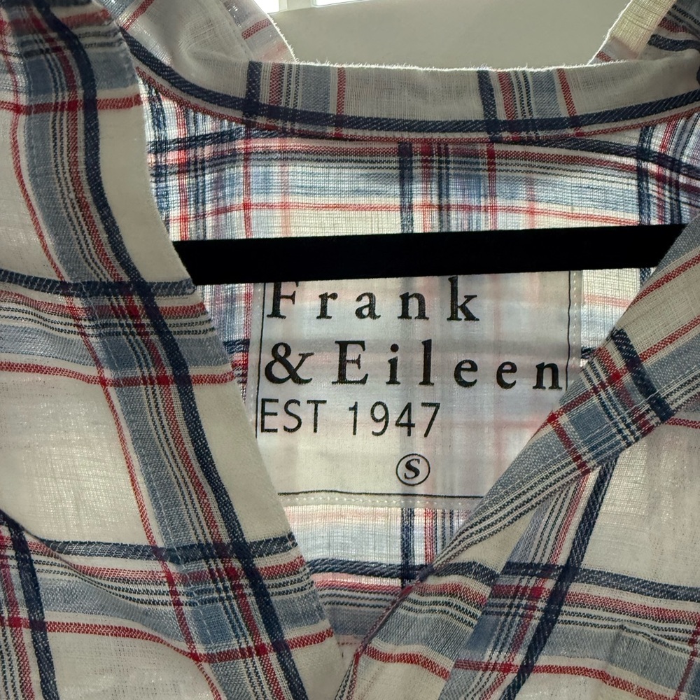 Frank & Eileen White Shirt Dress with Red and Blue Plaid. Size S. NWOT. - Picture 3 of 6